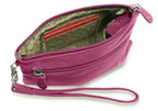 SADDLER SCARLETT Leather Zip Top Mini Clutch, Phone Holder with Detachable Wrist Strap, RFID Protected