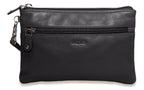 SADDLER SCARLETT Leather Zip Top Mini Clutch, Phone Holder with Detachable Wrist Strap, RFID Protected