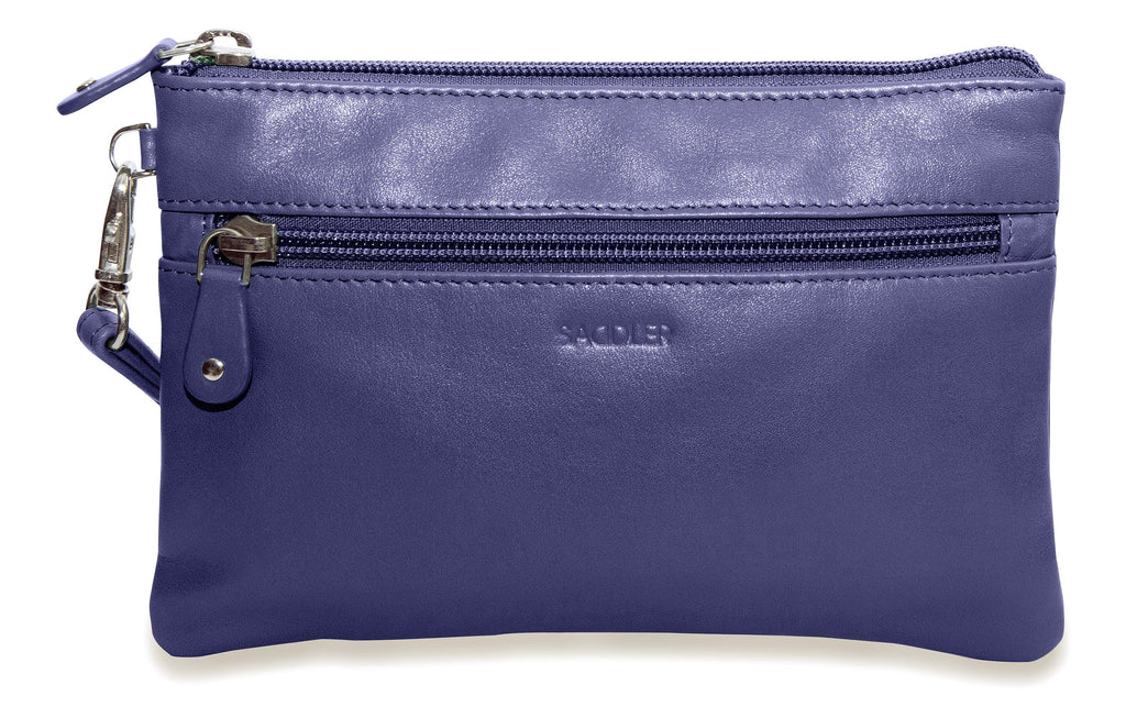 SADDLER SCARLETT Leather Zip Top Mini Clutch, Phone Holder with Detachable Wrist Strap, RFID Protected