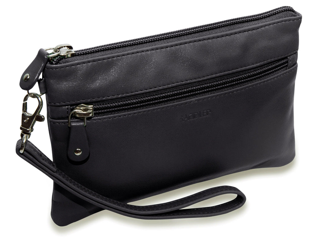 SADDLER SCARLETT Leather Zip Top Mini Clutch, Phone Holder with Detachable Wrist Strap, RFID Protected