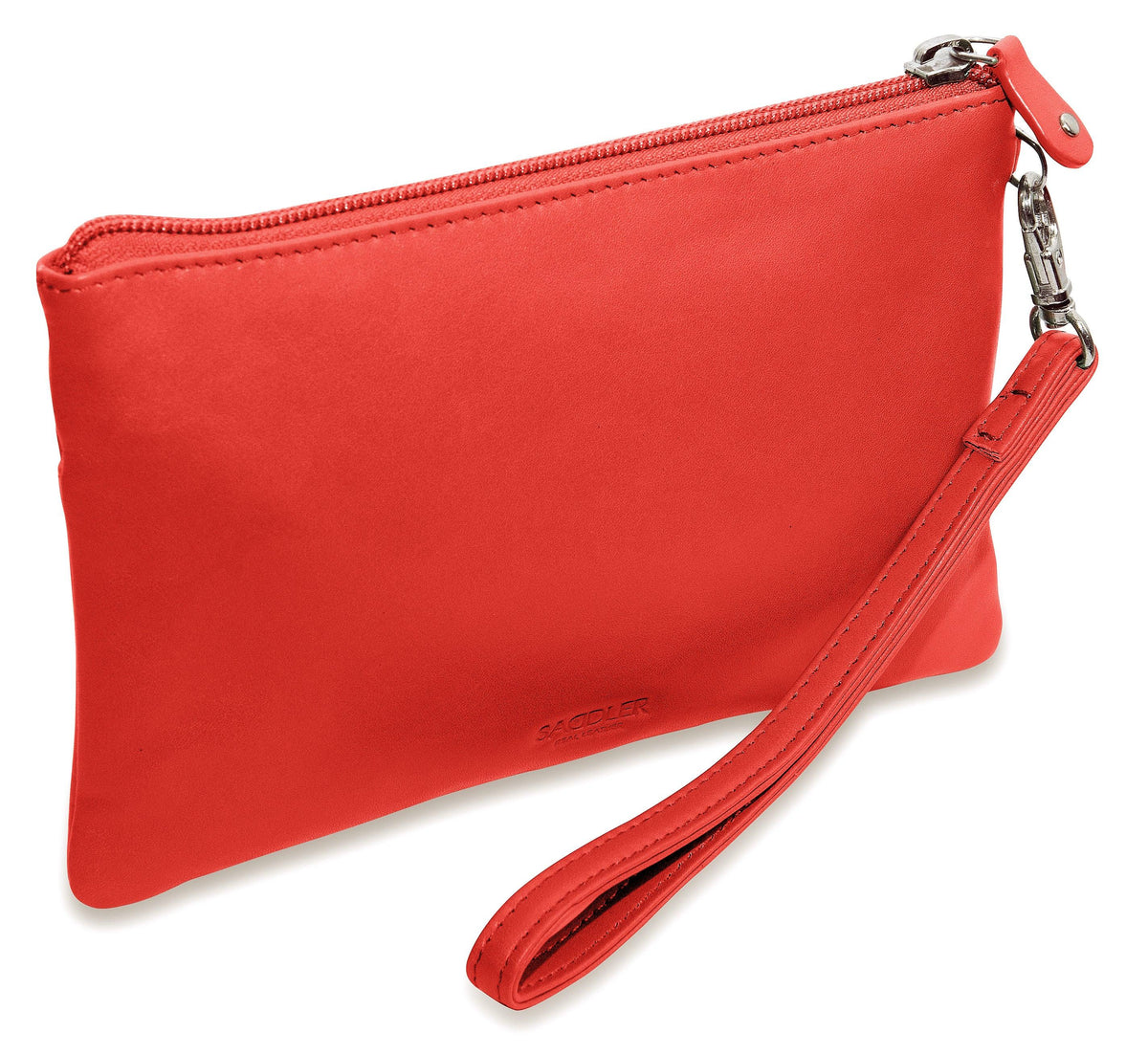 SADDLER SCARLETT Leather Zip Top Mini Clutch, Phone Holder with Detachable Wrist Strap, RFID Protected