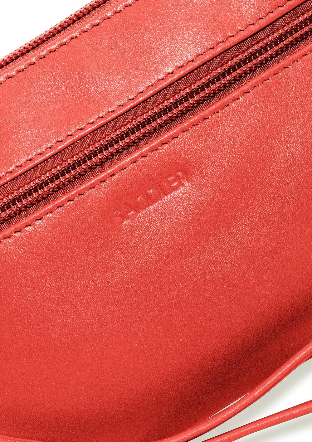SADDLER SCARLETT Leather Zip Top Mini Clutch, Phone Holder with Detachable Wrist Strap, RFID Protected