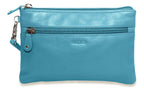 SADDLER SCARLETT Leather Zip Top Mini Clutch, Phone Holder with Detachable Wrist Strap, RFID Protected