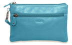 SADDLER SCARLETT Leather Zip Top Mini Clutch, Phone Holder with Detachable Wrist Strap, RFID Protected