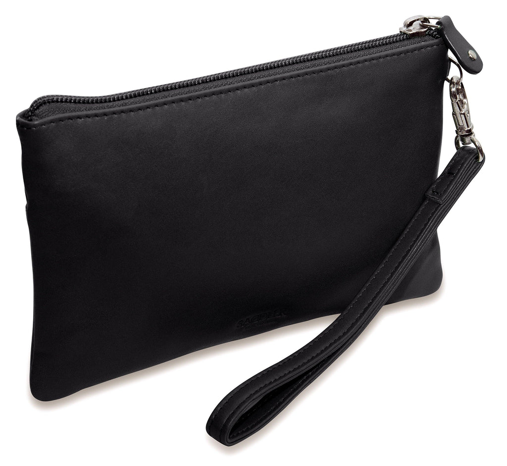 SADDLER SCARLETT Leather Zip Top Mini Clutch, Phone Holder with Detachable Wrist Strap, RFID Protected
