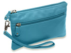 SADDLER SCARLETT Leather Zip Top Mini Clutch, Phone Holder with Detachable Wrist Strap, RFID Protected