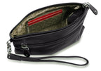 SADDLER SCARLETT Leather Zip Top Mini Clutch, Phone Holder with Detachable Wrist Strap, RFID Protected
