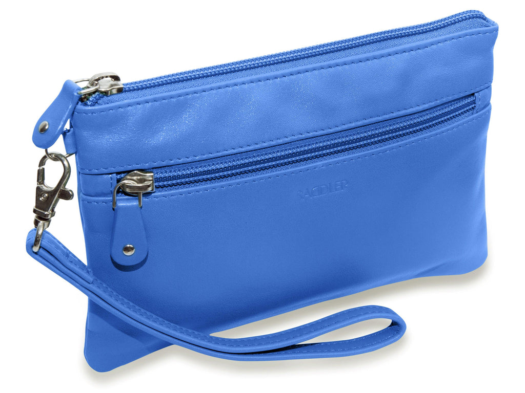 SADDLER SCARLETT Leather Zip Top Mini Clutch, Phone Holder with Detachable Wrist Strap, RFID Protected
