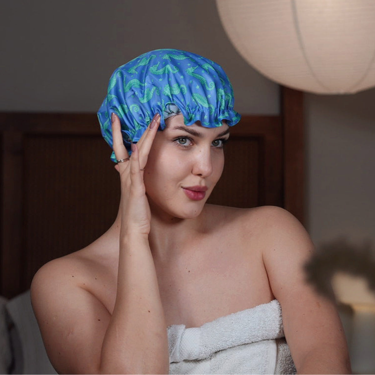 Shower Cap, Seahorse Print