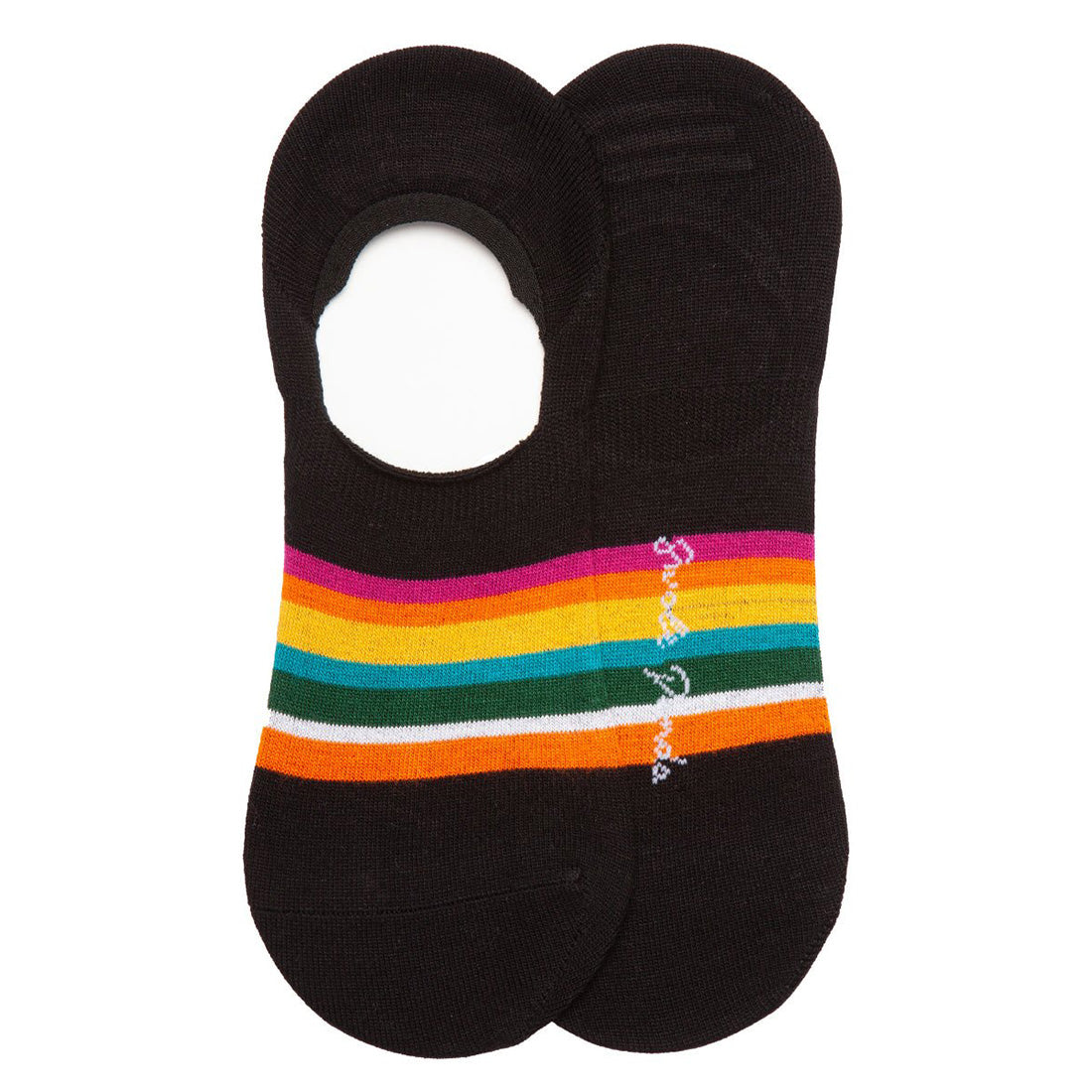 Black Bold Striped No-Show Bamboo-Blend Socks