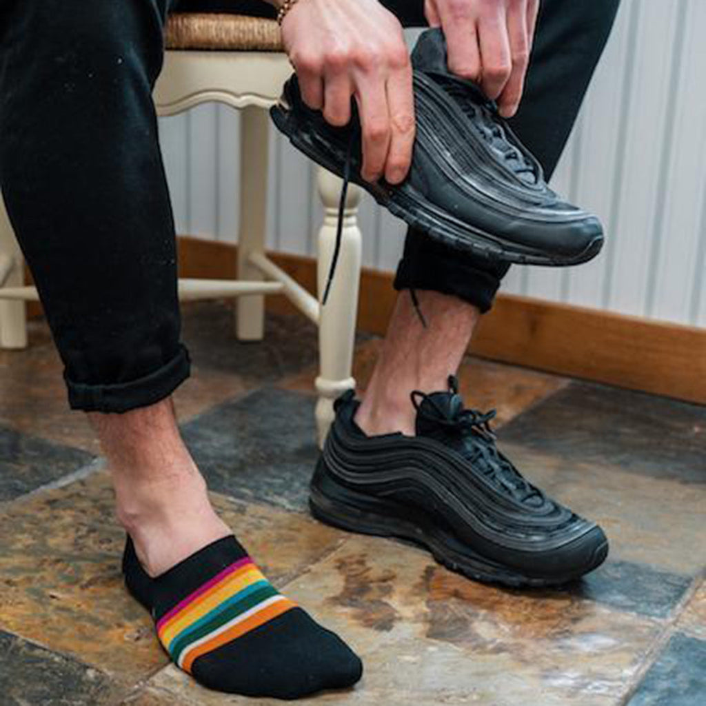Black Bold Striped No-Show Bamboo-Blend Socks