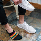 Black Bold Striped No-Show Bamboo-Blend Socks
