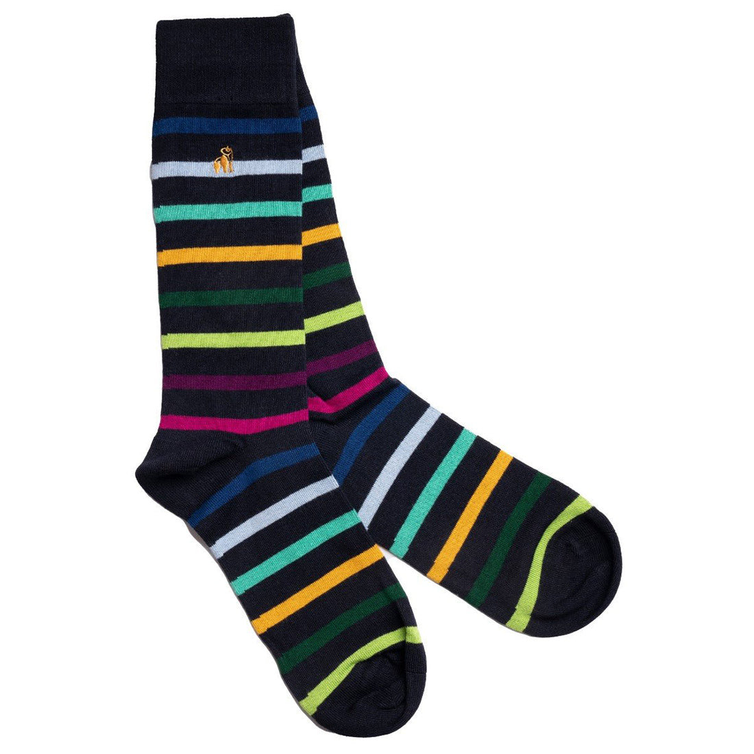Black Small Striped Bamboo-Blend Socks