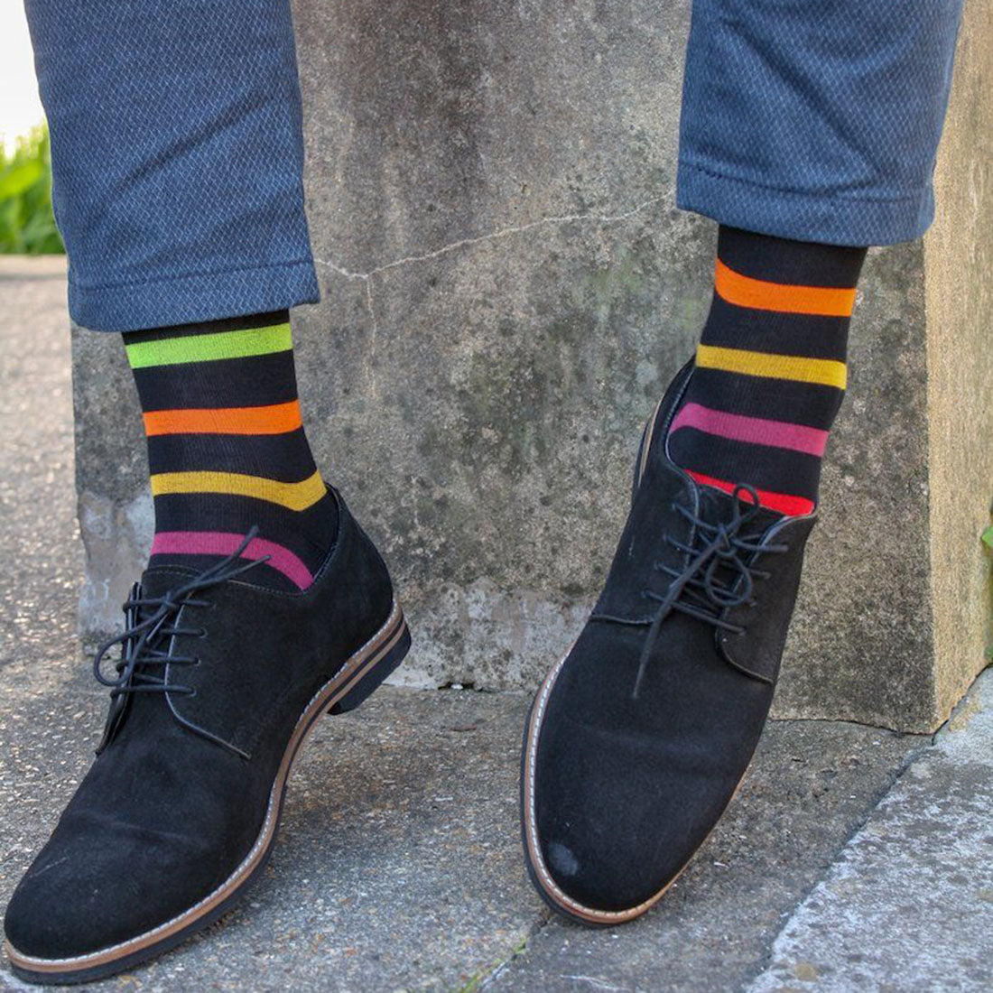 Black Small Striped Bamboo-Blend Socks