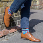 Blue & Red Narrow Striped Bamboo-Blend Socks