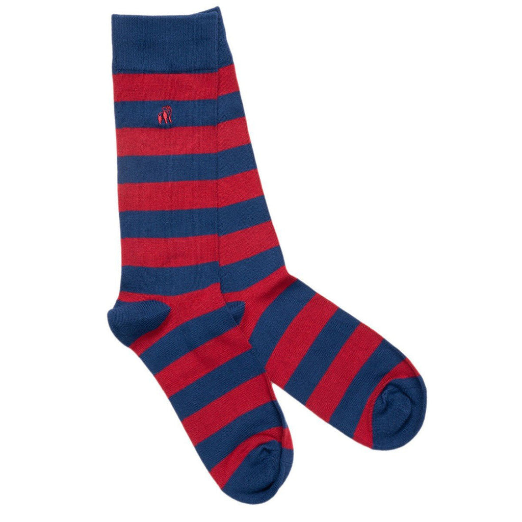 Burgundy Striped Bamboo-Blend Socks