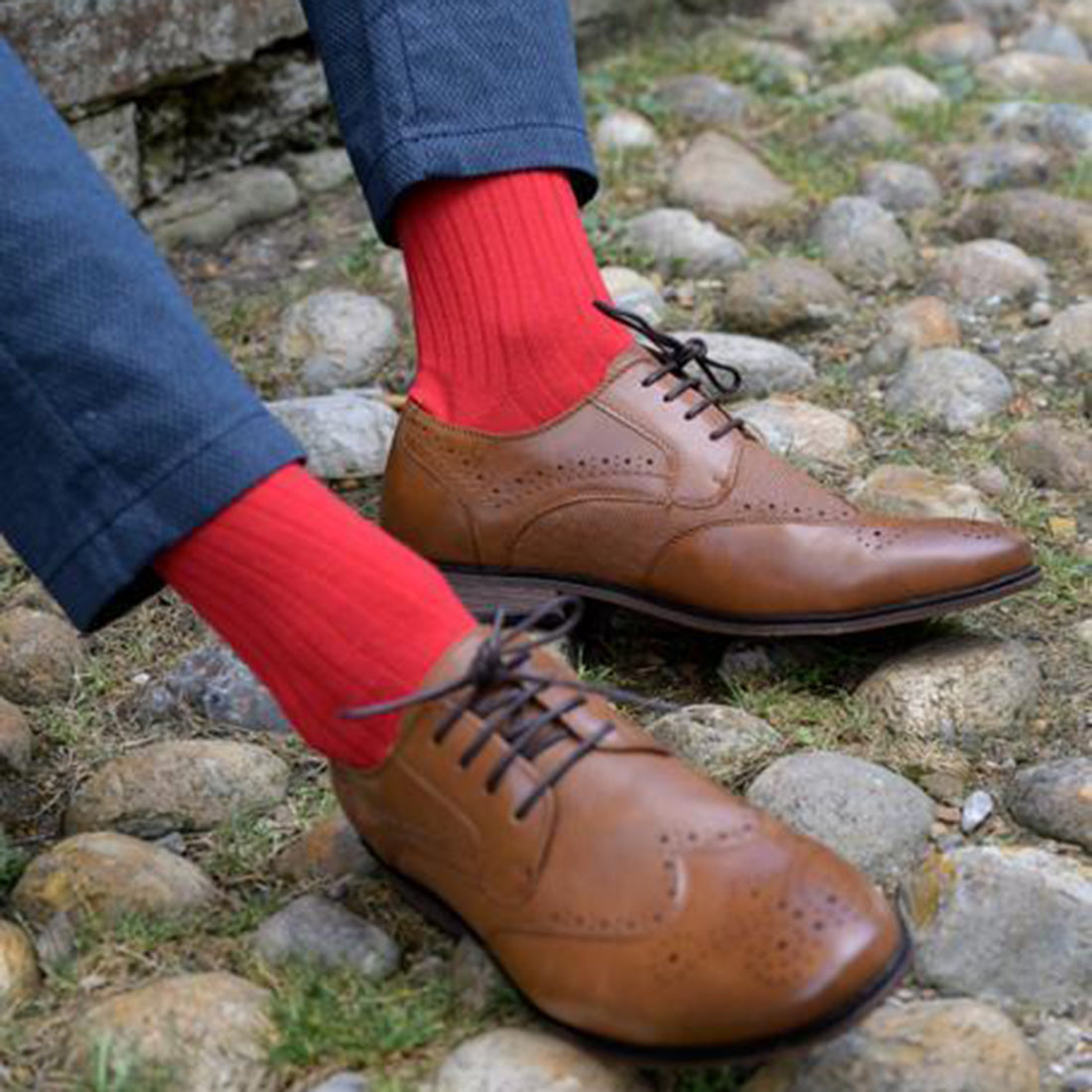 Classic Red Comfort Cuff Bamboo-Blend Socks