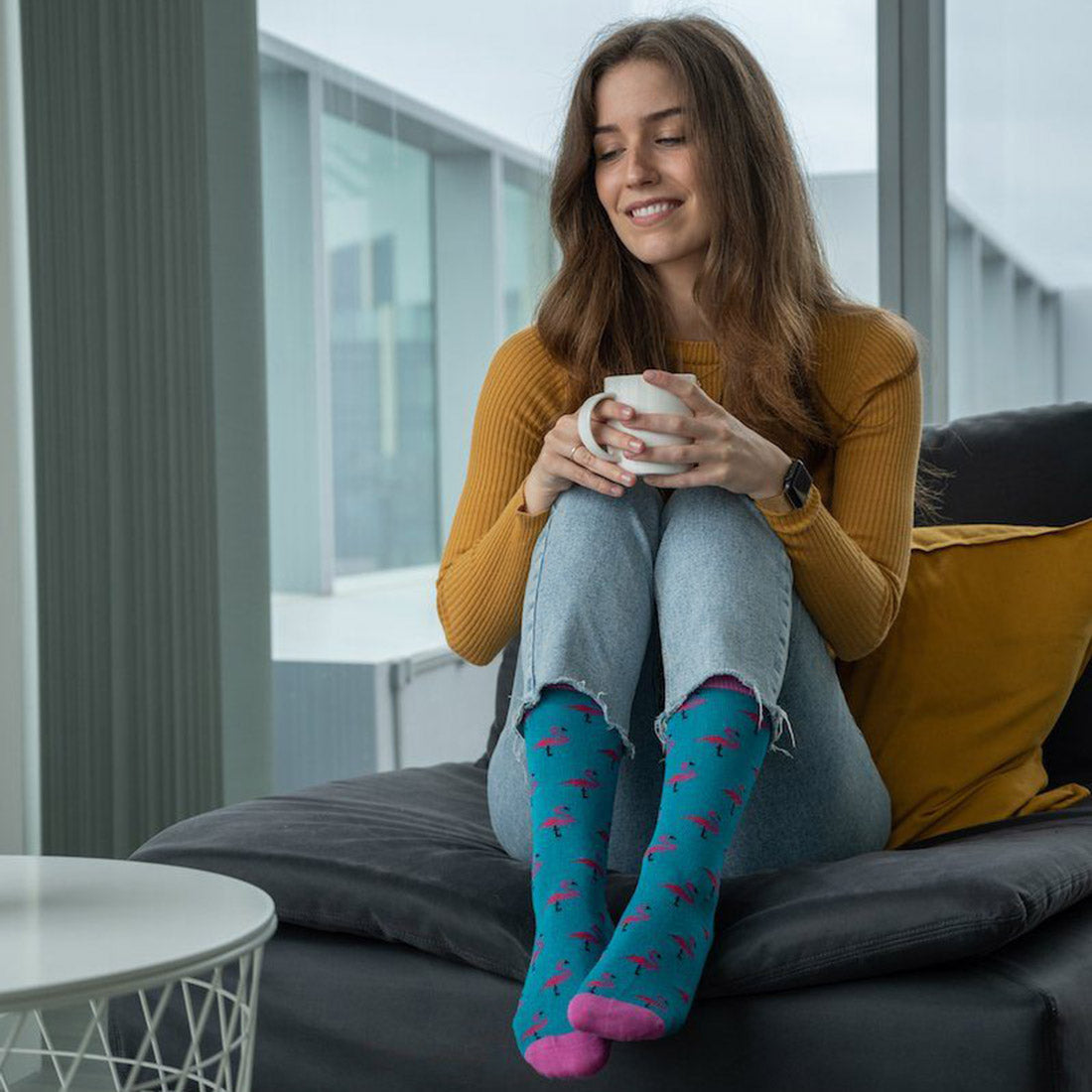 Flamingo Comfort Cuff Bamboo-Blend Socks