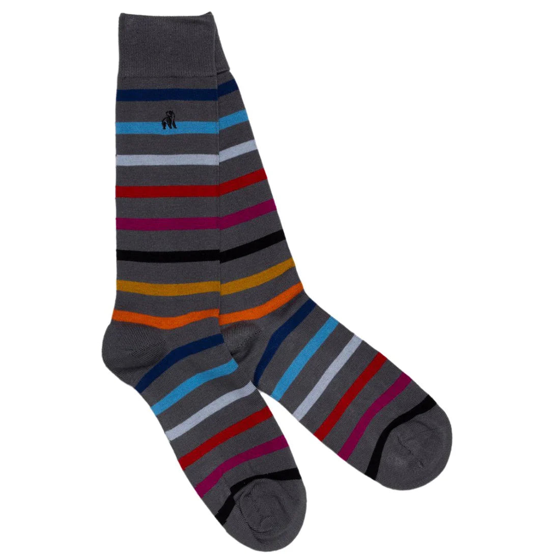Grey Small Striped Comfort Cuff Bamboo-Blend Socks
