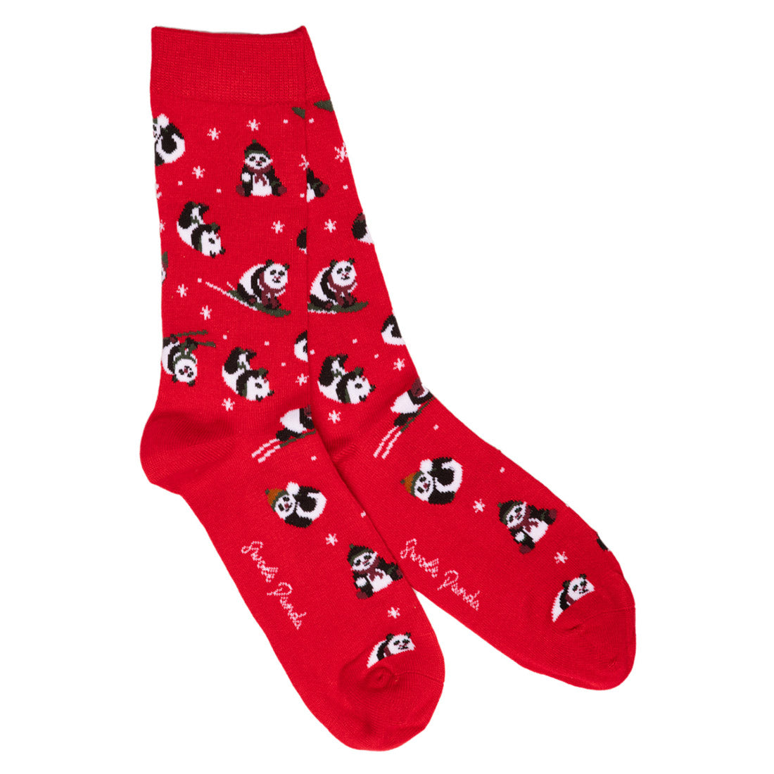 Red Skiing Panda Bamboo-Blend Socks