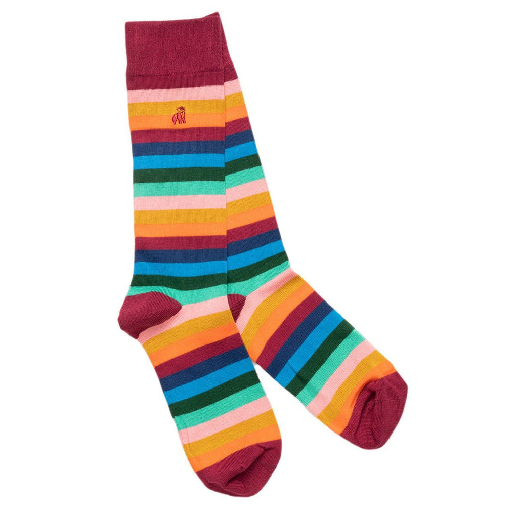 Multi Fine Striped Bamboo-Blend Socks