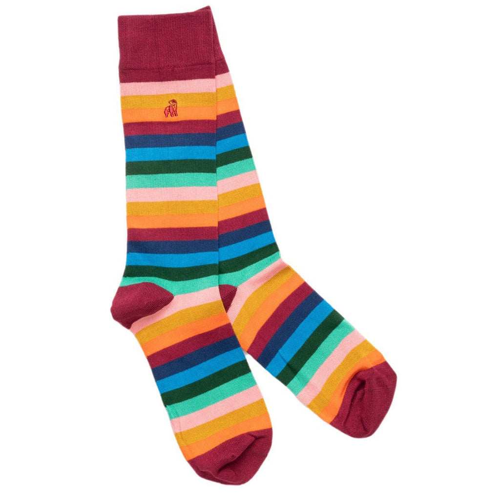 Multi Fine Striped Comfort Cuff Bamboo-Blend Socks