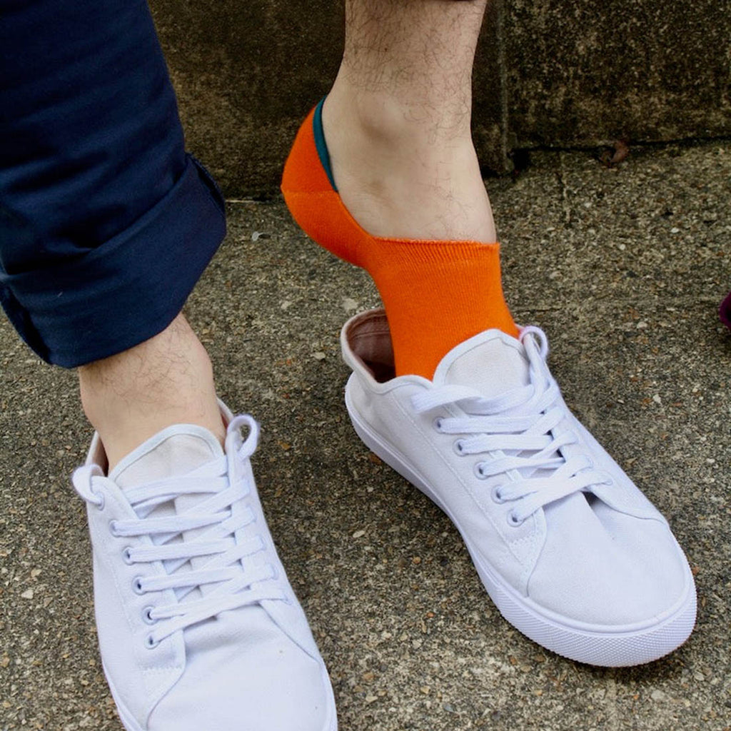 Neon Orange No-Show Bamboo-Blend Socks