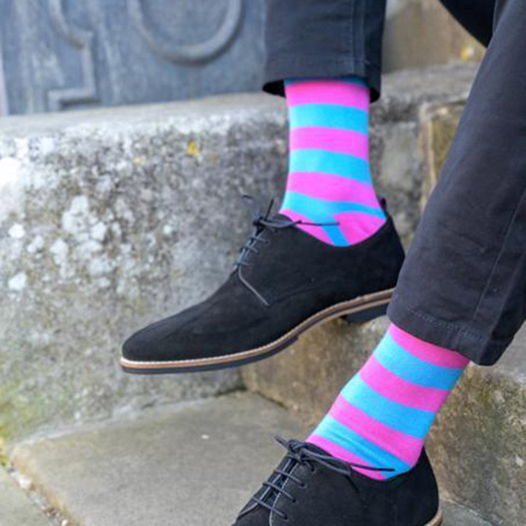 Pink & Blue Striped Bamboo-Blend Socks