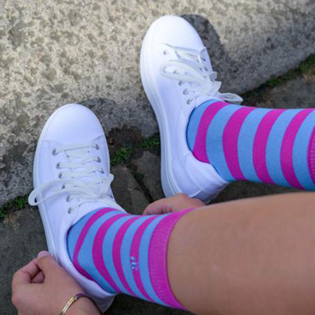 Pink & Blue Striped Bamboo-Blend Socks