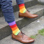 Rainbow Stripe Matching Bamboo-Blend Sock Set, Adult & Child