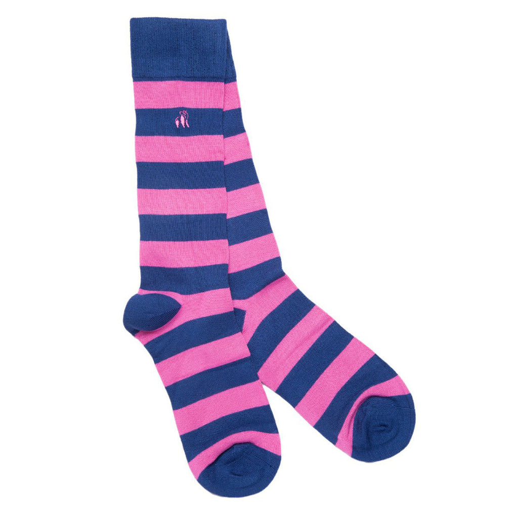 Rich Pink Striped Bamboo-Blend Socks
