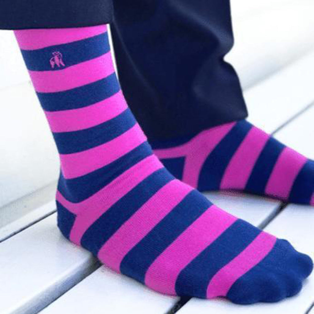 Rich Pink Striped Bamboo-Blend Socks