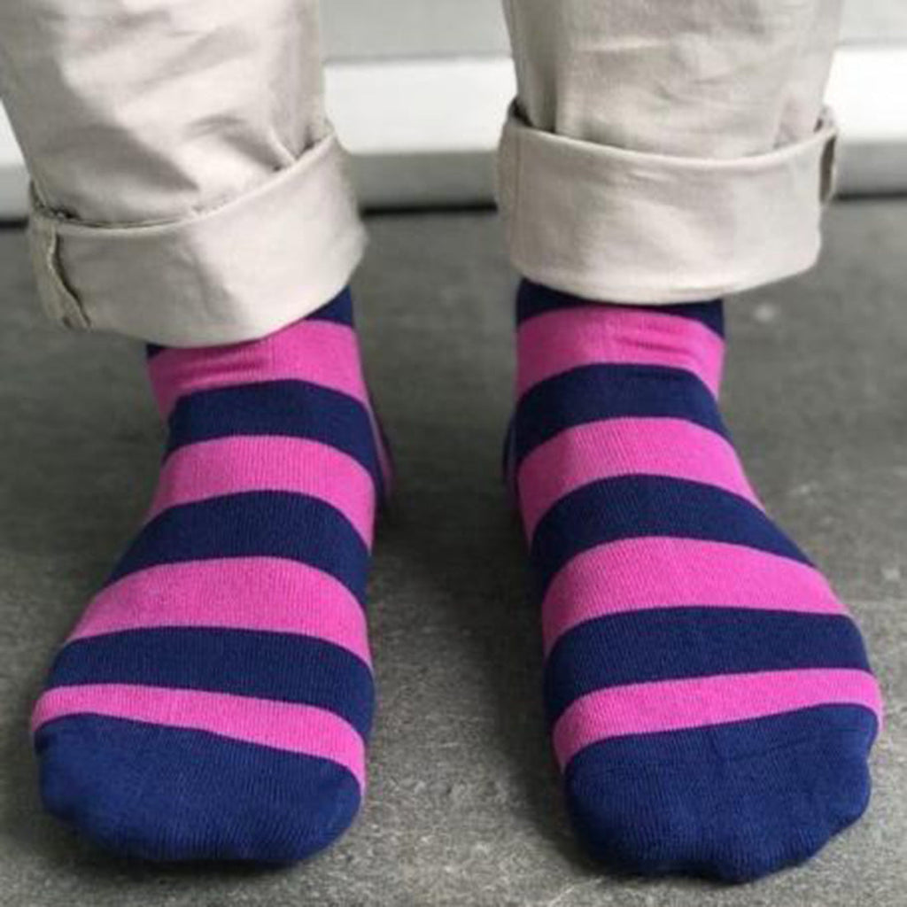 Rich Pink Striped Bamboo-Blend Socks