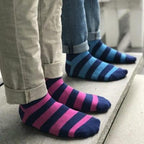 Pink Stripe Matching Bamboo-Blend Sock Set, Adult & Child