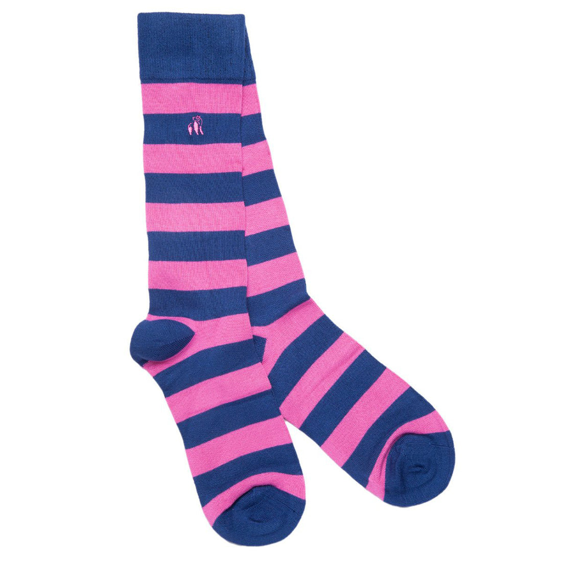 Rich Pink Striped Comfort Cuff Bamboo-Blend Socks