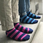 Rich Pink Striped Comfort Cuff Bamboo-Blend Socks