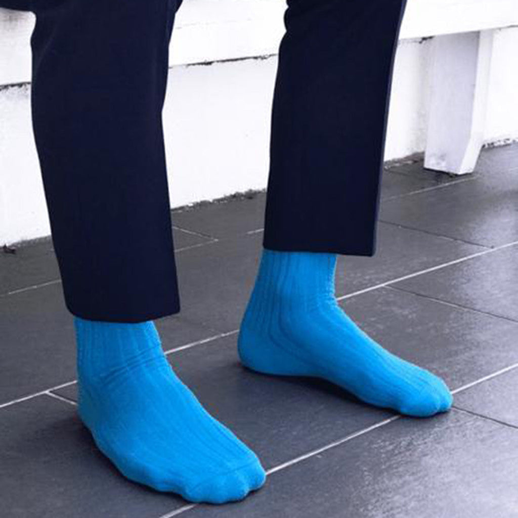 Sky Blue Comfort Cuff Bamboo-Blend Socks