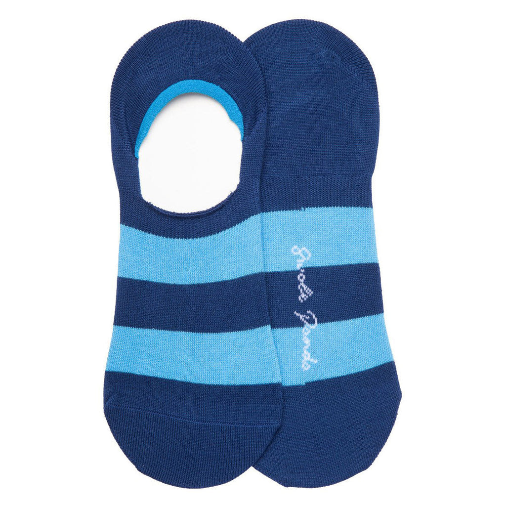 Sky Blue Striped No-Show Bamboo-Blend Socks