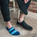 Sky Blue Striped No-Show Bamboo-Blend Socks