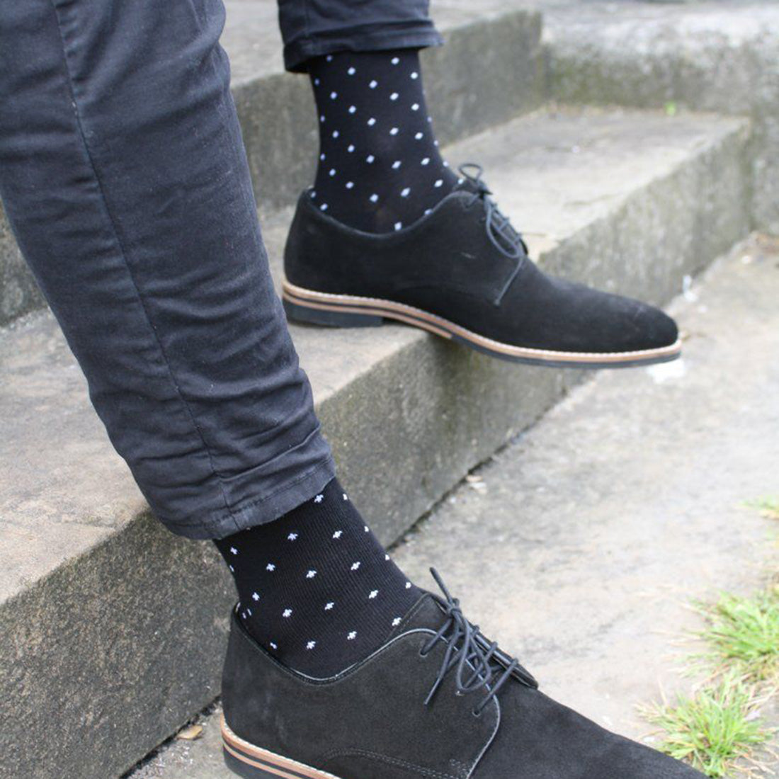 Spotted Black Bamboo-Blend Socks
