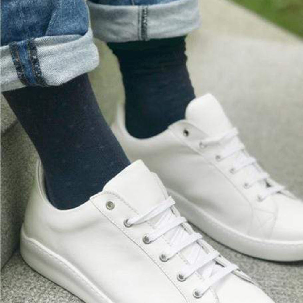 Spotted Navy Comfort Cuff Bamboo-Blend Socks