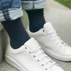 Spotted Navy Comfort Cuff Bamboo-Blend Socks