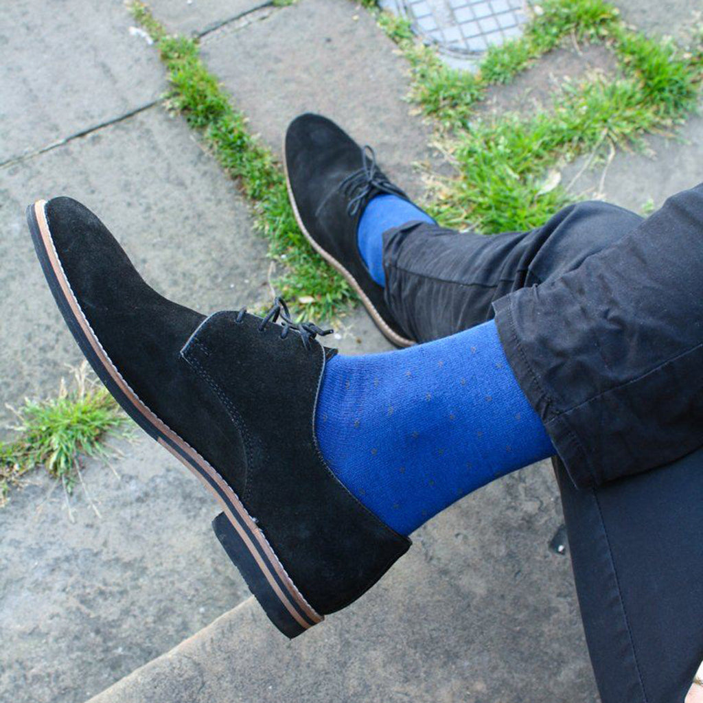 Spotted Royal Blue Bamboo-Blend Socks