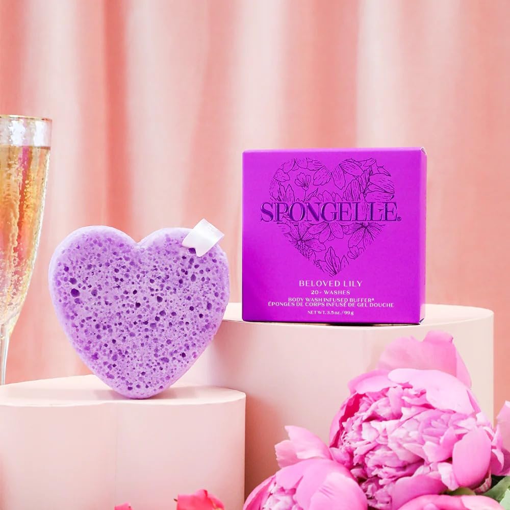 Spongellé Lily Heart Body Buffer & Hand Cream Gift Set