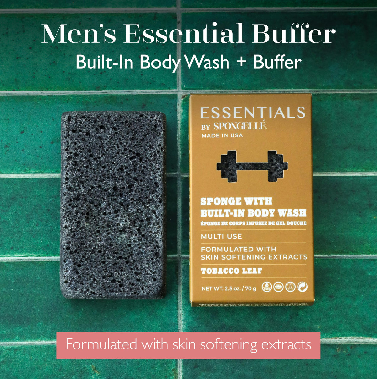 Spongellé Men's Tobacco Leaf Body Wash Infused Buffer