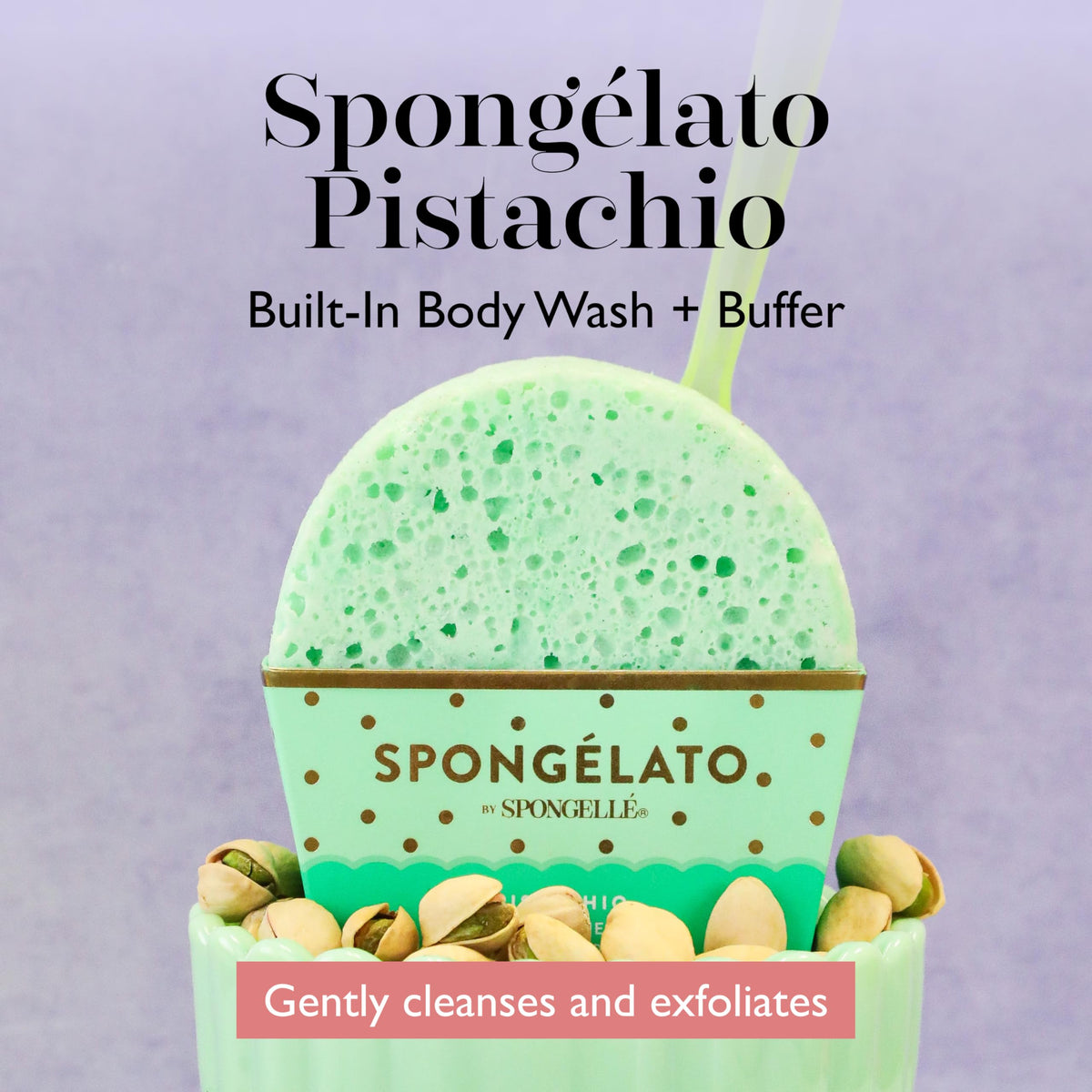 Spongellé Spongelato Pistachio Gelato Body Wash Infused Loofah Buffer
