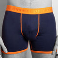 Navy & Orange Band Bamboo-Viscose Boxers