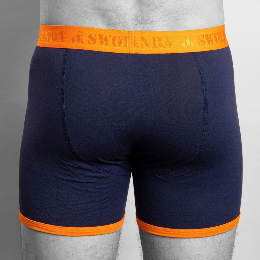 Navy & Orange Band Bamboo-Viscose Boxers