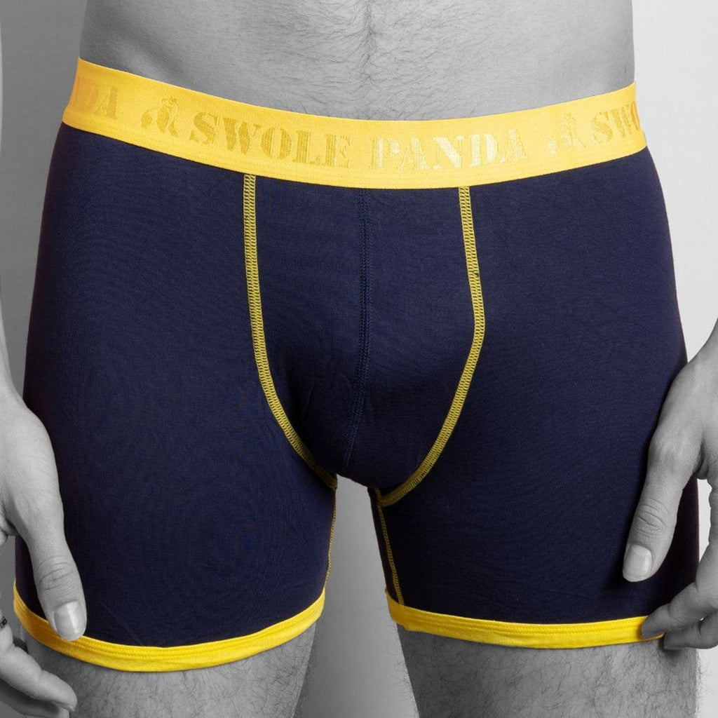 Navy & Yellow Band Bamboo-Viscose Boxers
