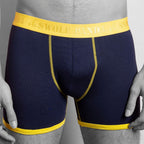 Navy & Yellow Band Bamboo-Viscose Boxers